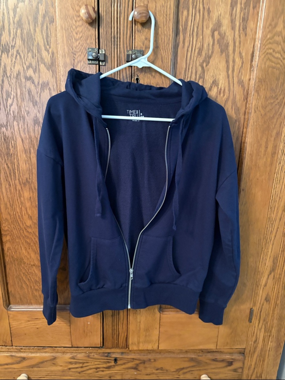 Time and Tru Navy Full-Zip Hooded Sweatshirt